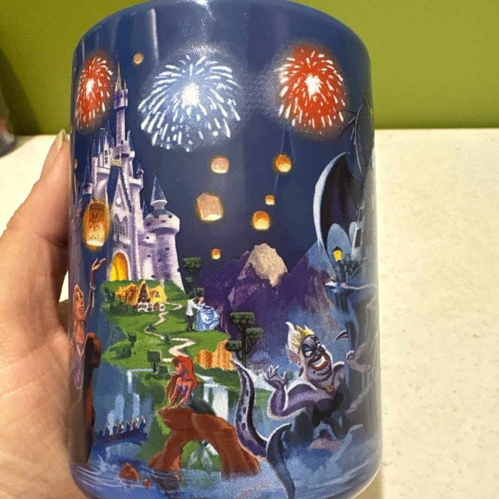 Walt Disney World Parks Blue Mug Little Mermaid, Tangled, Snow White Icons Rides - Picture 6 of 14